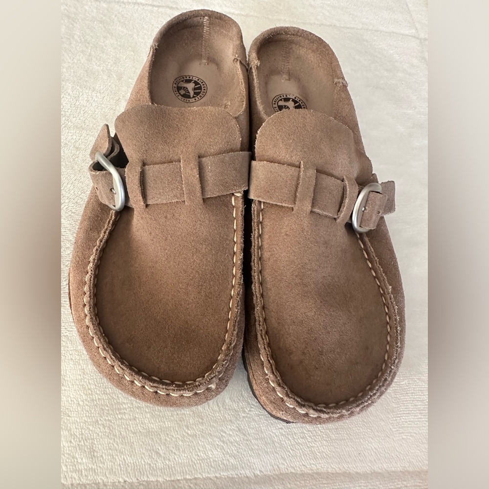 Birkenstock Women’s Buckley Suede Clog Size 39 Gray Taupe